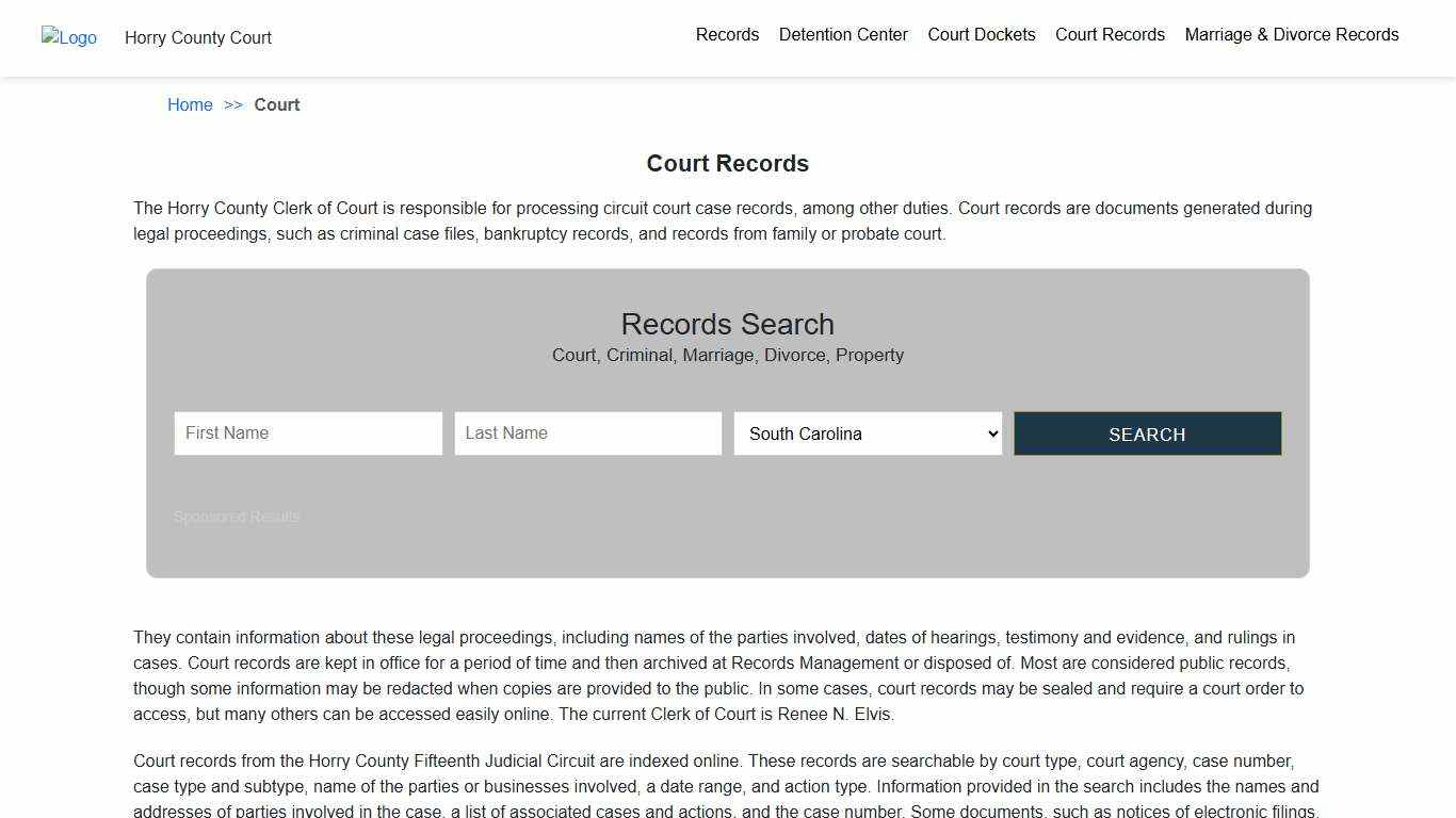 Court Records Horry County SC Court