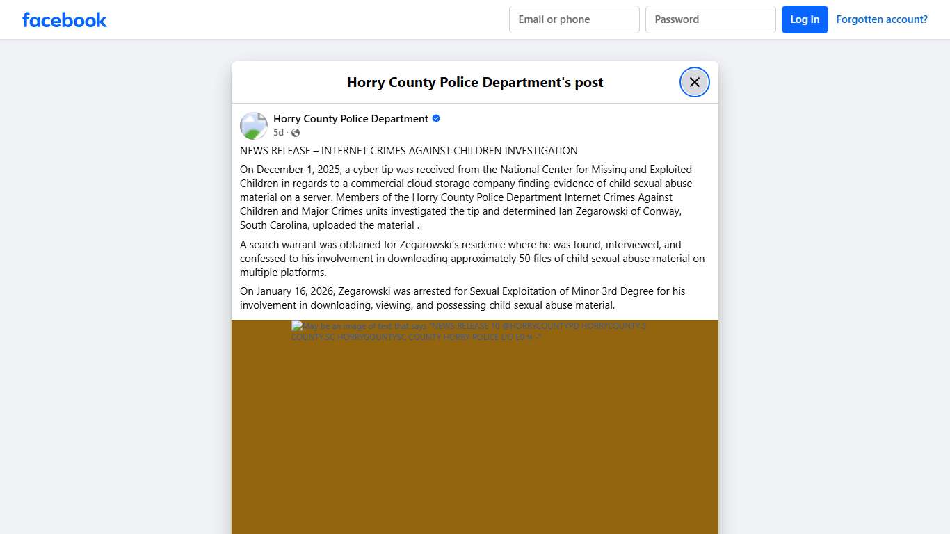 NEWS RELEASE – INTERNET... - Horry County Police Department Facebook